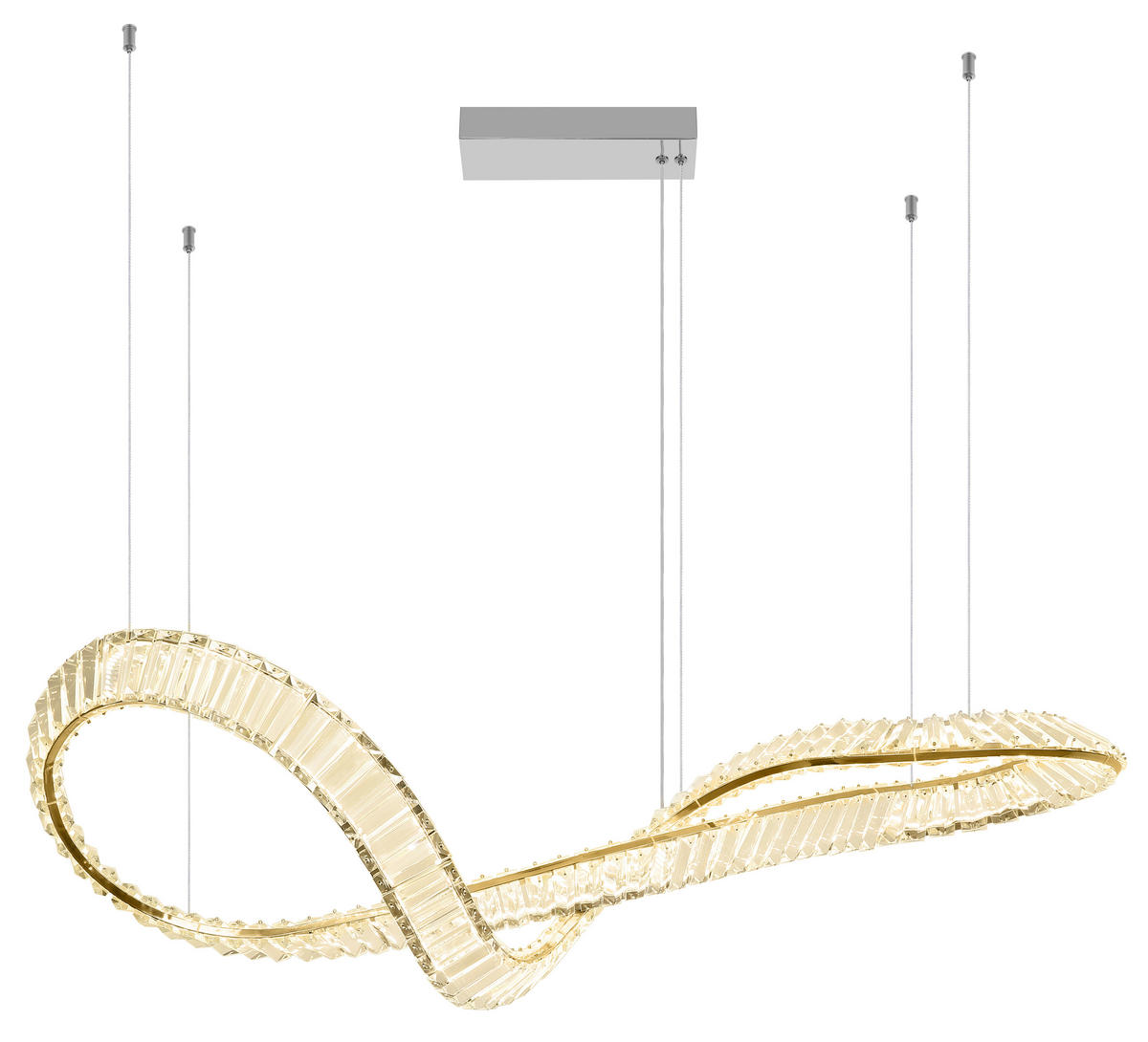 GLOBO LED-Pendelleuchte NEIL 67339-72G klar gold Edelstahl Metall B/H/L: ca. 33x120x110 cm 1.0 Brennstellen NEIL - gold/klar (110,00/33,00/120,00cm) - GLOBO