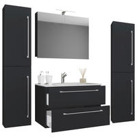 Waschplatz 5tlg-Badinos schwarz B/H/T: ca. 80x50x46 cm 5tlg-Badinos - schwarz (80,00/50,00/46,00cm) - VCM Möbel