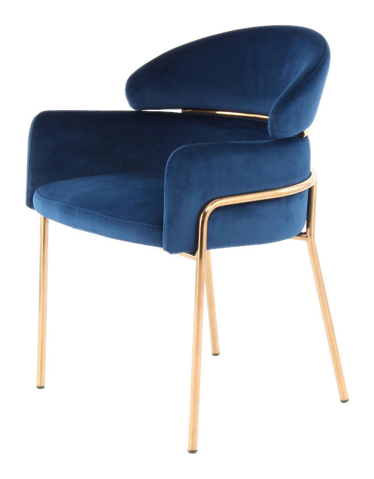 Stuhl Corey 100 blau Microfaser B/H/T: ca. 58x79x57 cm Corey 100 - gold/blau (58,00/79,00/57,00cm) - 360 Living