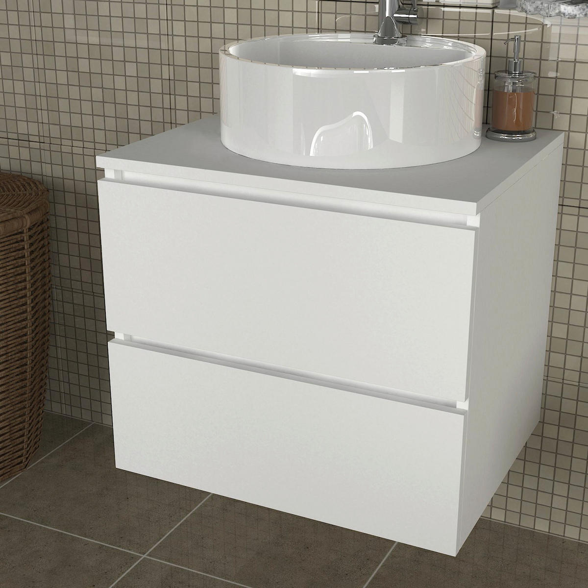 Waschbeckenunterschrank Carmita weiß B/H/T: ca. 60x53,8x49 cm Carmita - weiß (60,00/53,80/49,00cm) - moebel17