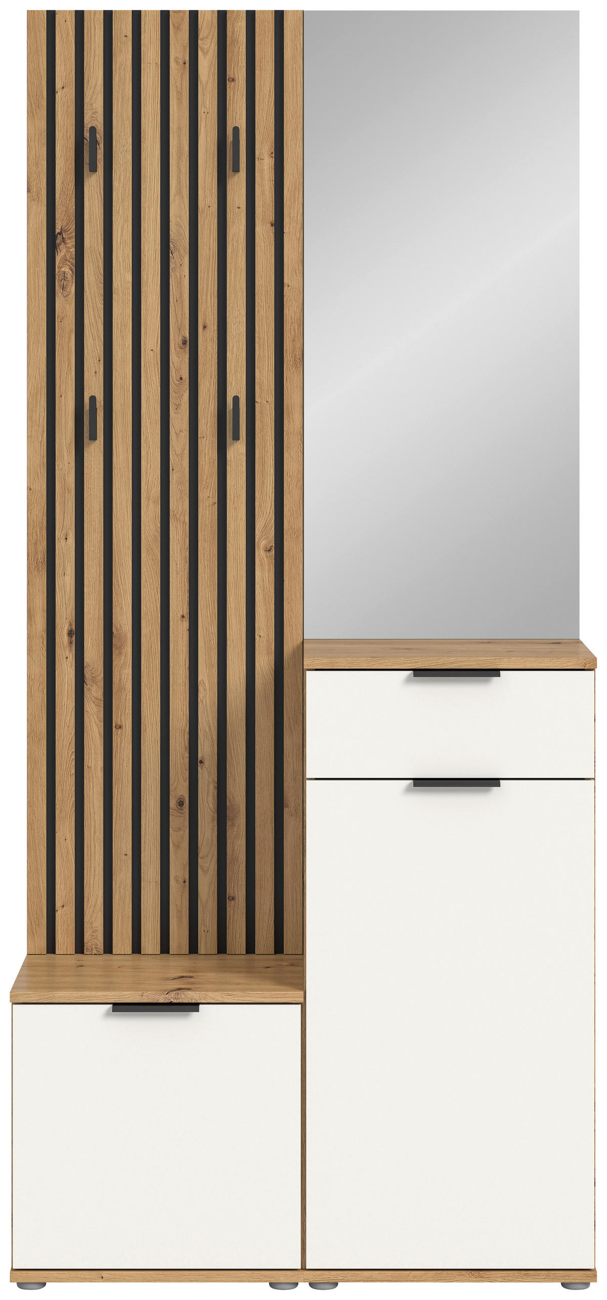 Garderobe Simple Eiche Artisan Nachbildung weiß B/H/T: ca. 88x195x35 cm Simple - Eiche/weiß (88,00/195,00/35,00cm)
