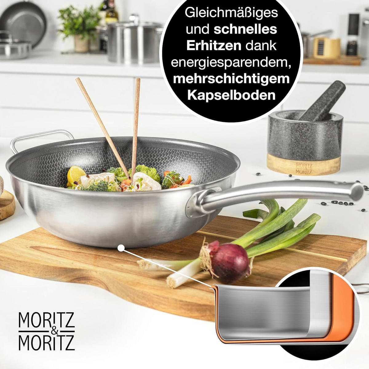 Moritz & Moritz Wokpfanne silber Aluminium Wokpfanne 30cm - silber - Moritz & Moritz