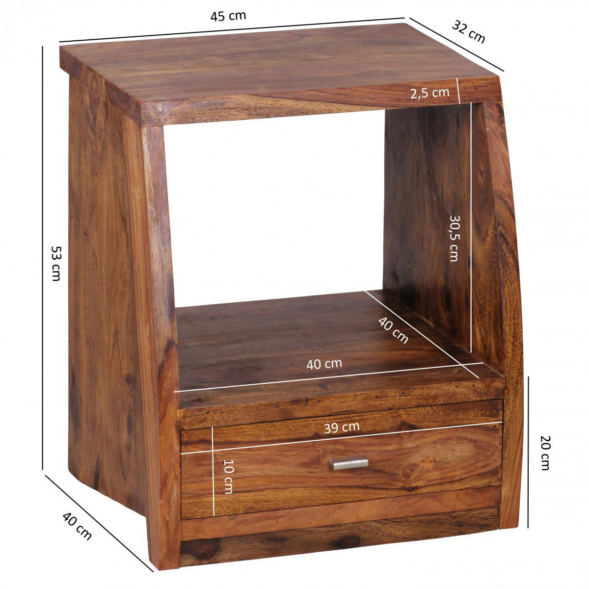 Nachtkonsole braun B/H/T: ca. 40x53x45 cm Nachttisch MUMBAI - braun (40,00/53,00/45,00cm) - Wohnling