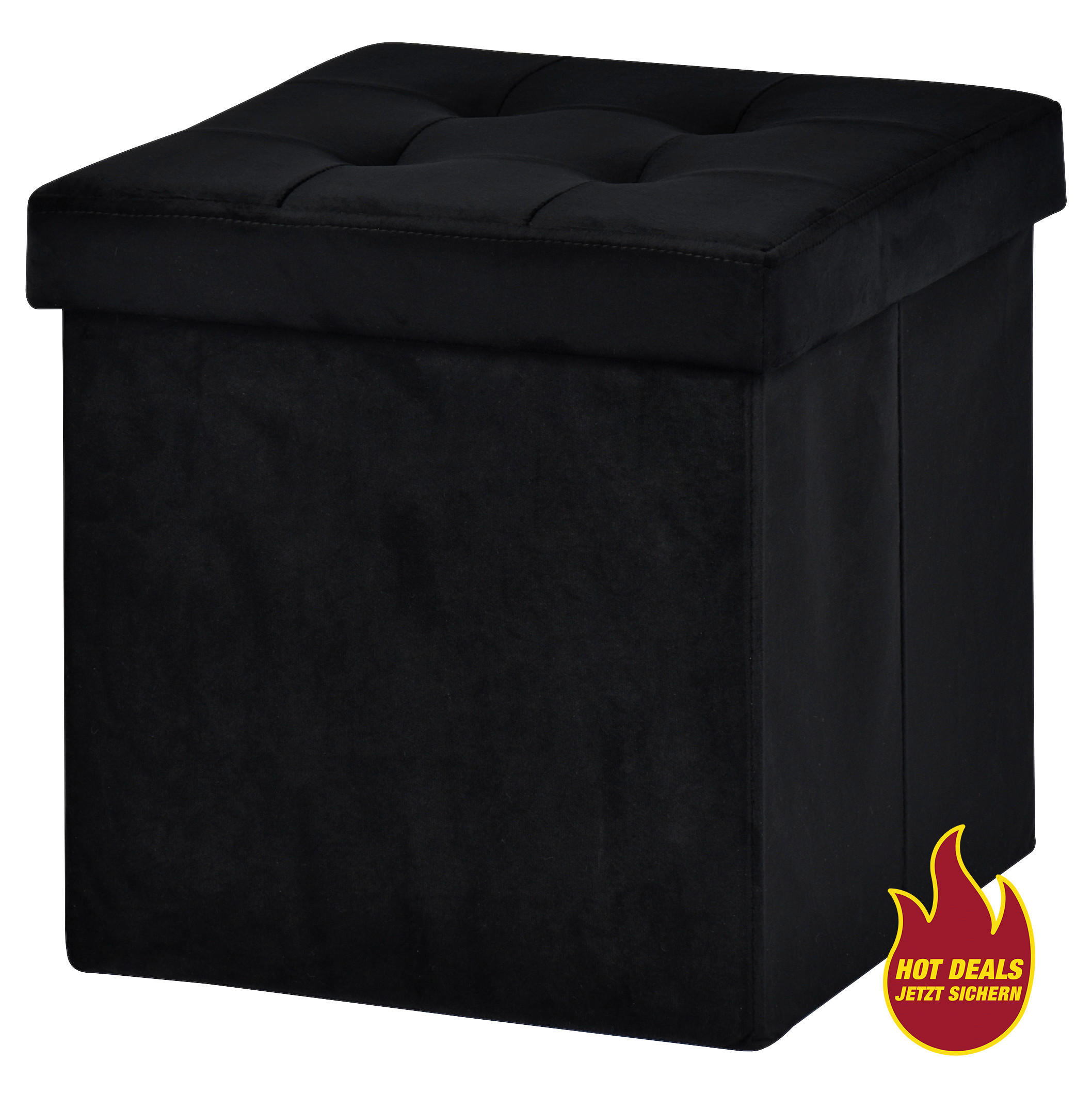 POCOline Sitzhocker schwarz B/H/L: ca. 38x38x38 cm Sitzhocker_Samt - schwarz (38,00/38,00/38,00cm) - POCOline