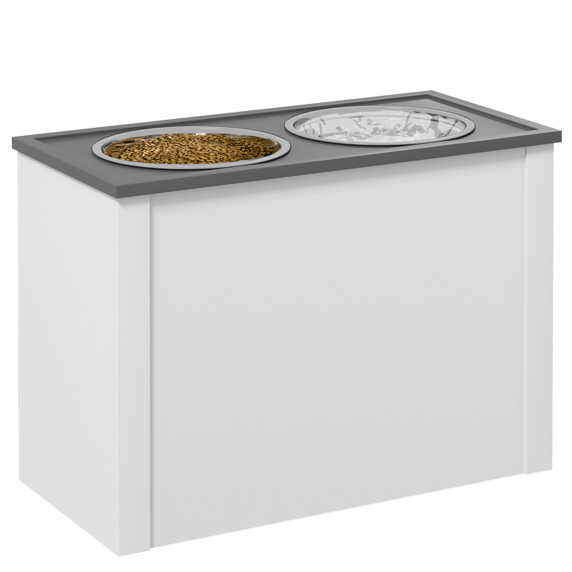 PawHut Futterstation weiß MDF B/H/L: ca. 30x42x60 cm Futterstation - weiß (60,00/30,00/42,00cm) - PawHut