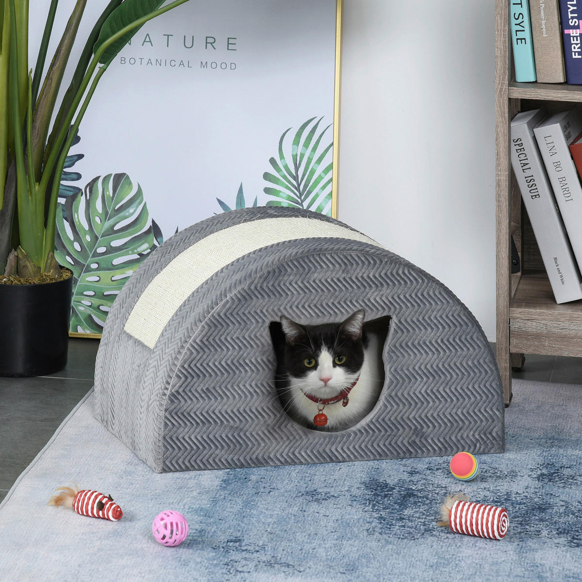 PawHut Katzen-Zubehör grau Edelstahl B/H/L: ca. 30x48,5x30 cm Katzenhöhle - grau (30,00/30,00/48,50cm) - PawHut