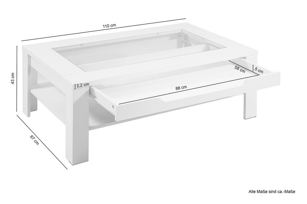 Couchtisch RALPH weiß B/H/T: ca. 110x43x67 cm RALPH - weiß (110,00/43,00/67,00cm) - byLIVING