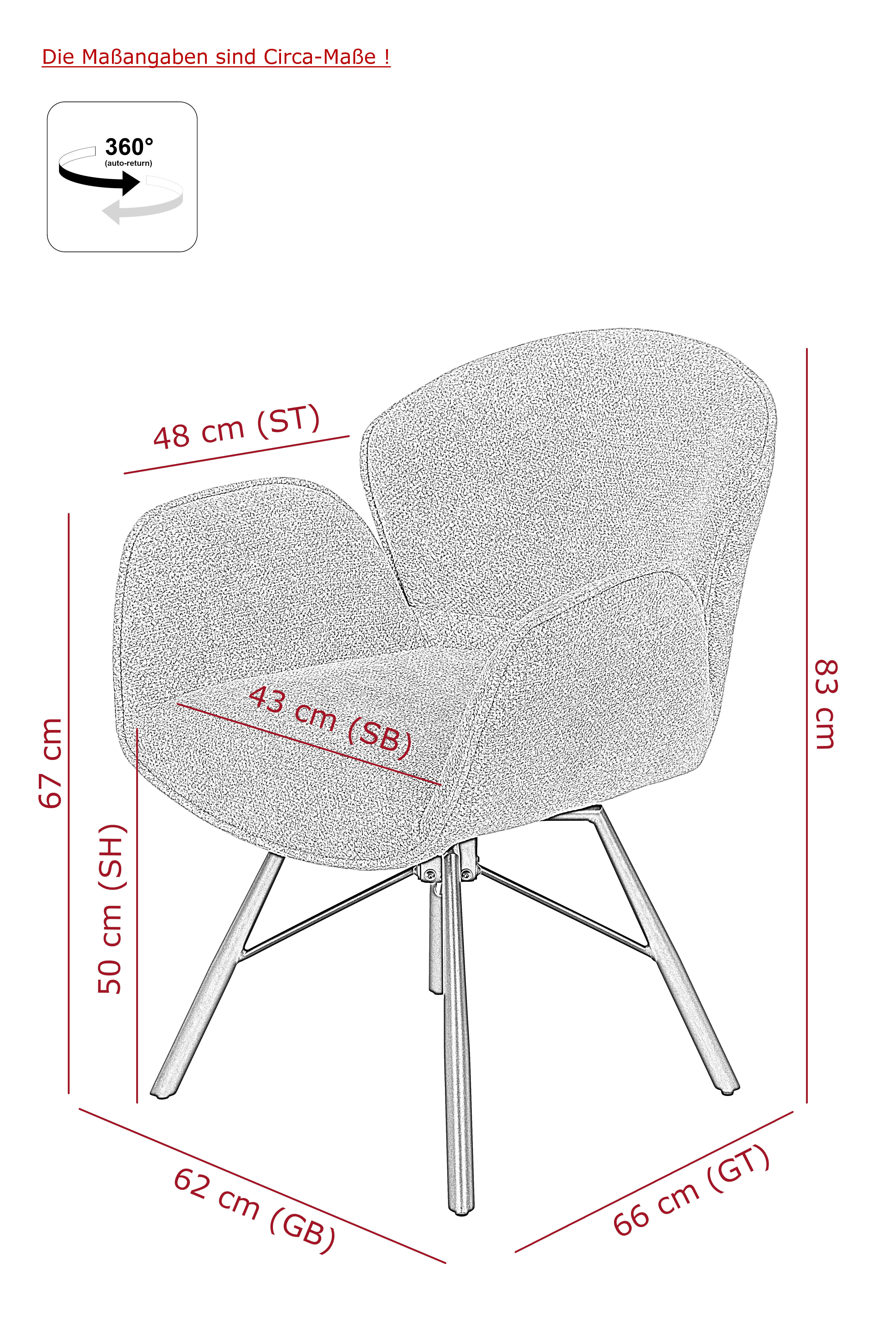 Sessel Bristol, 2er-Set anthrazit Metall Microfaser B/H/T: ca. 62x83x66 cm Bristol, 2er-Set - anthrazit (62,00/83,00/66,00cm) - Hela