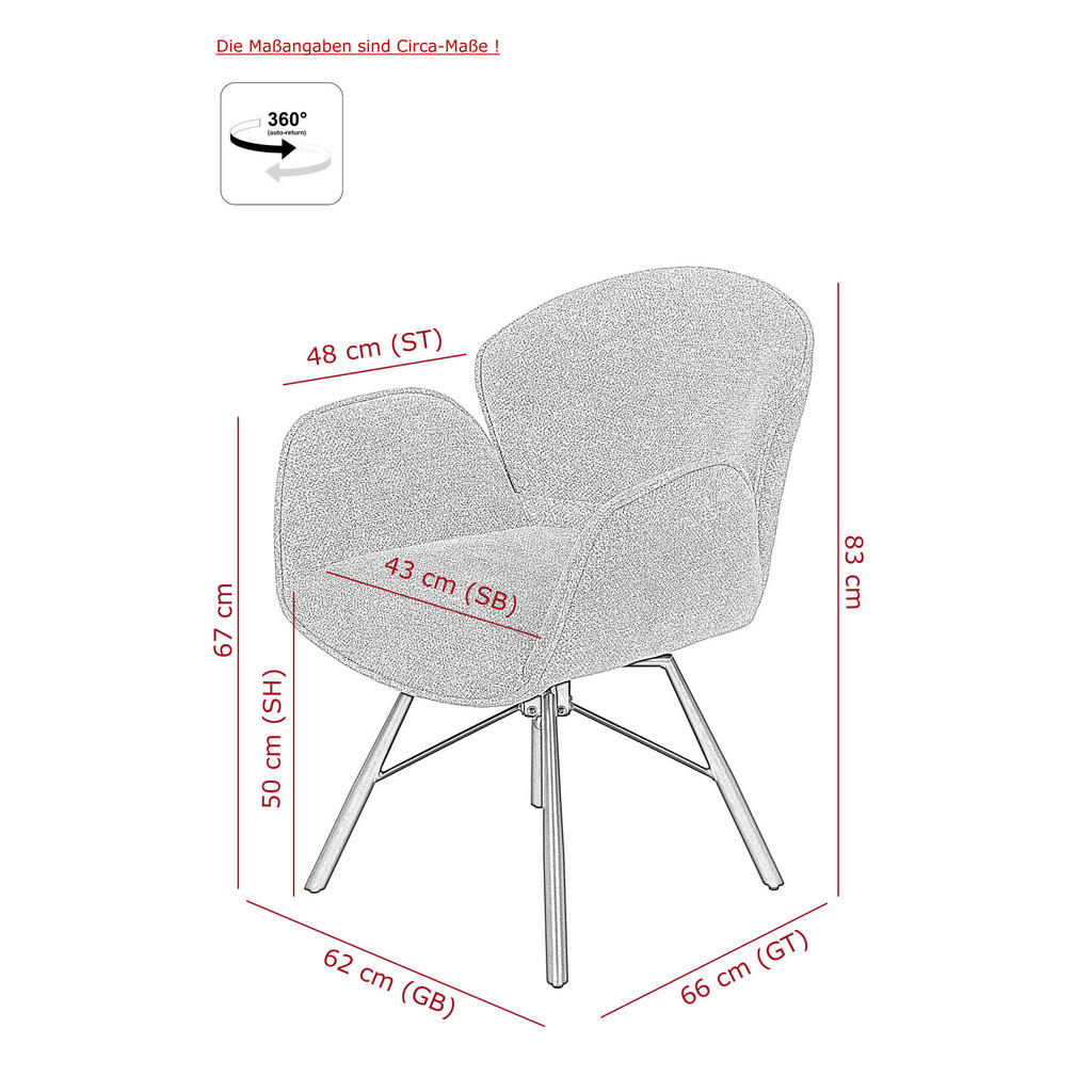 Thumbnail - Sessel Bristol, 2er-Set anthrazit Metall Microfaser B/H/T: ca. 62x83x66 cm