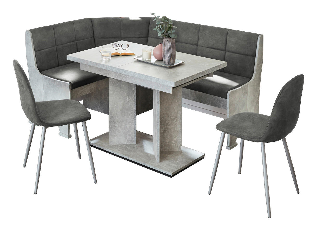 Eckbankgruppe  Beton Optik anthrazit Vintage B/H/T/L: ca. 126x84x58x166 cm Weser_4_Eckbankgruppe - anthrazit/Alu (166,00/126,00/84,00cm)