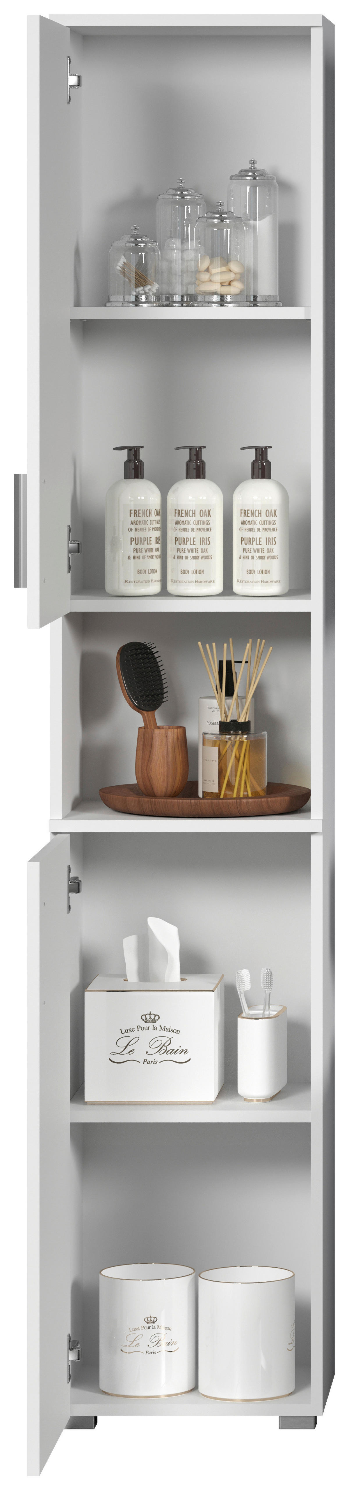 Hochschrank Wons weiß Hochglanz weiß matt B/H/T: ca. 37x192x31 cm Wons - weiß (37,00/192,00/31,00cm) - Trendteam