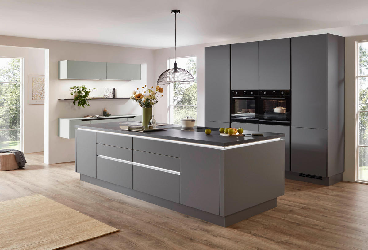 nobilia Doppelblock Senso Schiefergrau Lack Premium Matt B/H/T/L: ca. 310x216x60x248,2 cm Senso - Schiefergrau (248,20/310,00/216,00cm) - nobilia