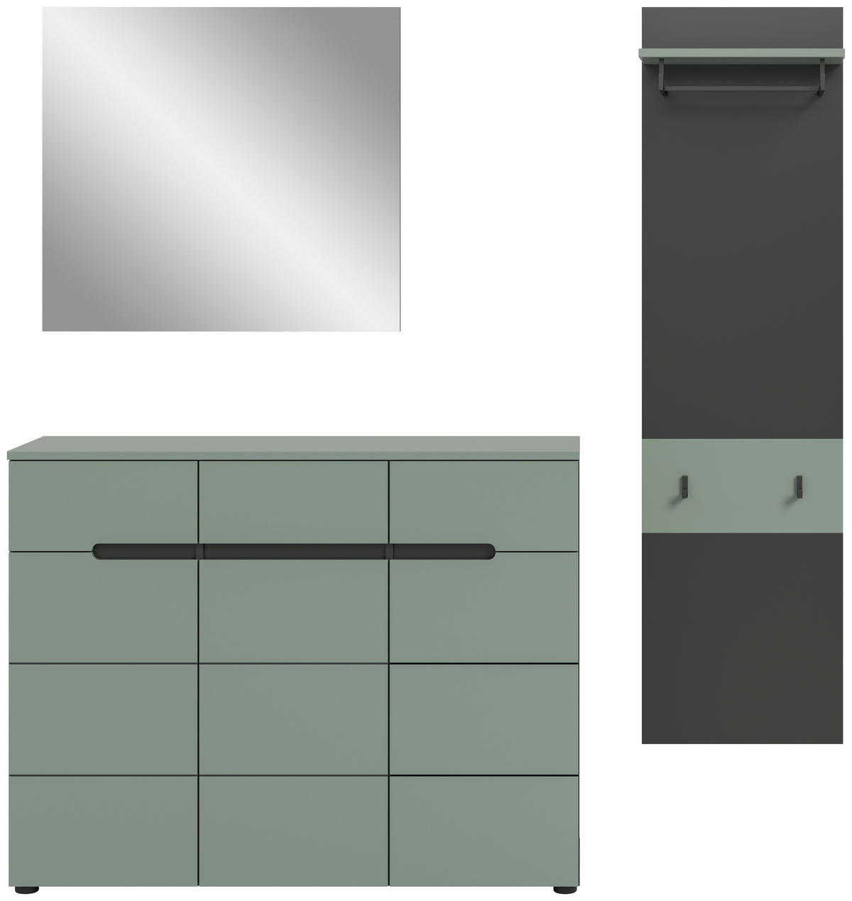 Garderobe Canu grün basaltgrau Nachbildung B/H/T: ca. 180x190x37 cm Canu - basaltgrau/grün (180,00/190,00/37,00cm) - xonox.home