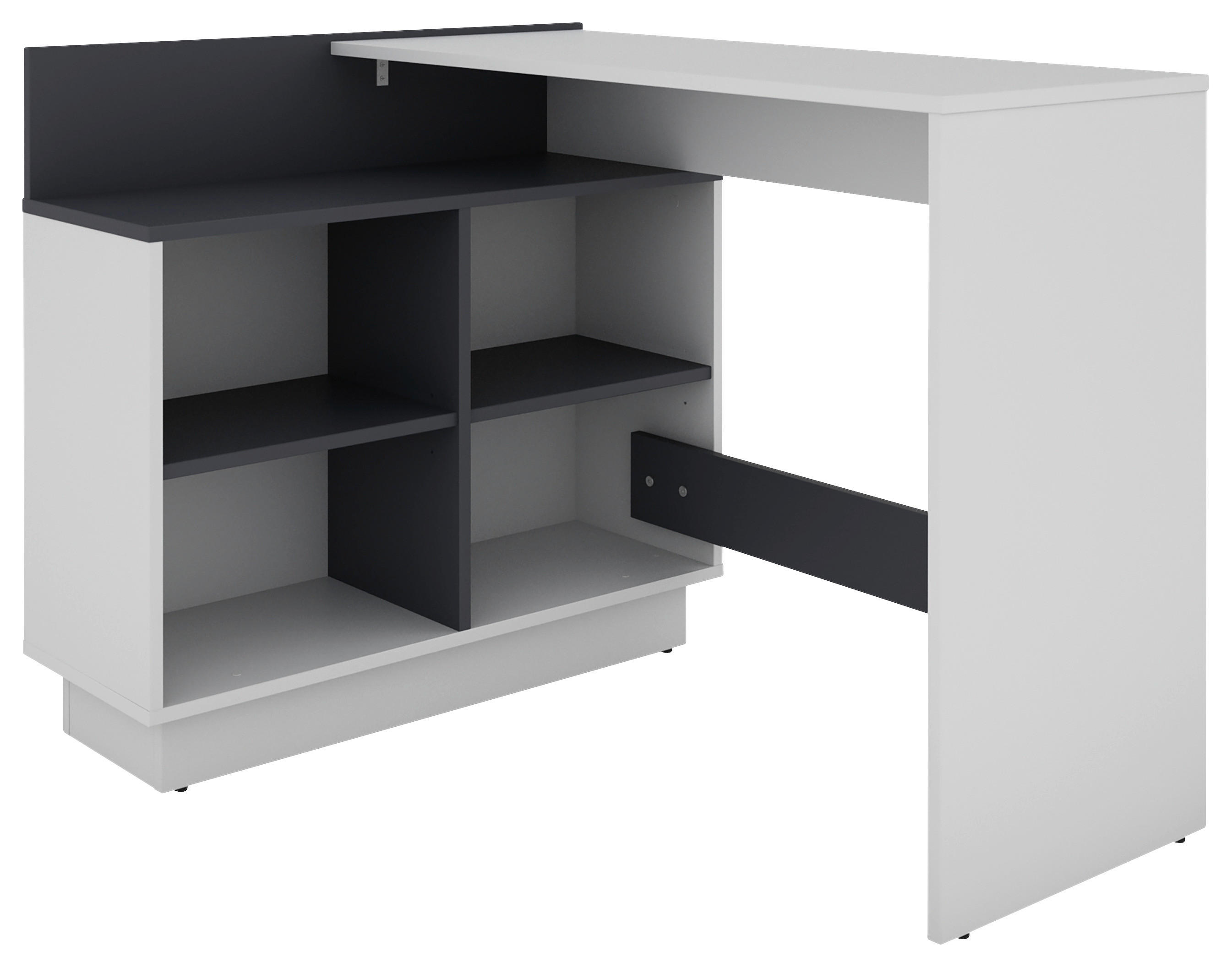 Eckschreibtisch BERNI weiß Graphit B/H/T: ca. 112x77,5x80 cm BERNI - weiß/Graphit (112,00/77,50/80,00cm) - byLIVING