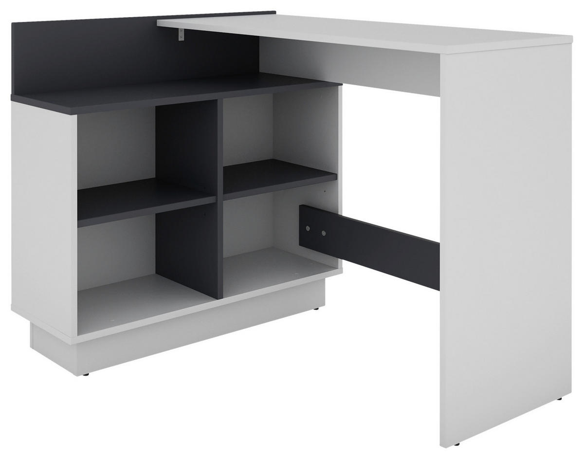 Eckschreibtisch BERNI weiß Graphit B/H/T: ca. 102x77,5x80 cm BERNI - weiß/Graphit (102,00/77,50/80,00cm) - byLIVING