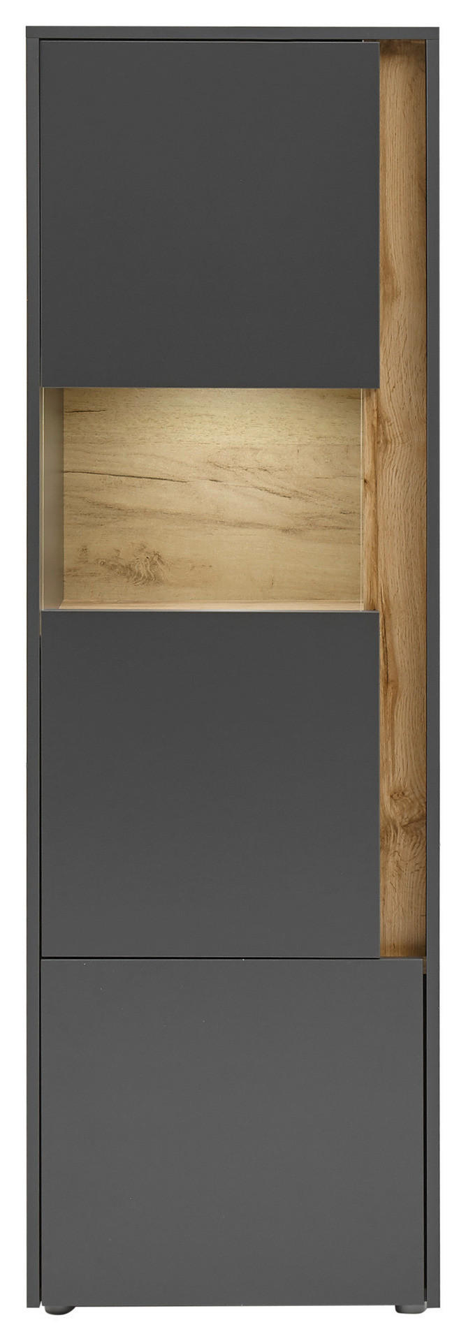 Standvitrine City Eiche Wotan Nachbildung anthrazit B/H/T: ca. 50x155x40 cm City - Eiche/anthrazit (50,00/155,00/40,00cm)