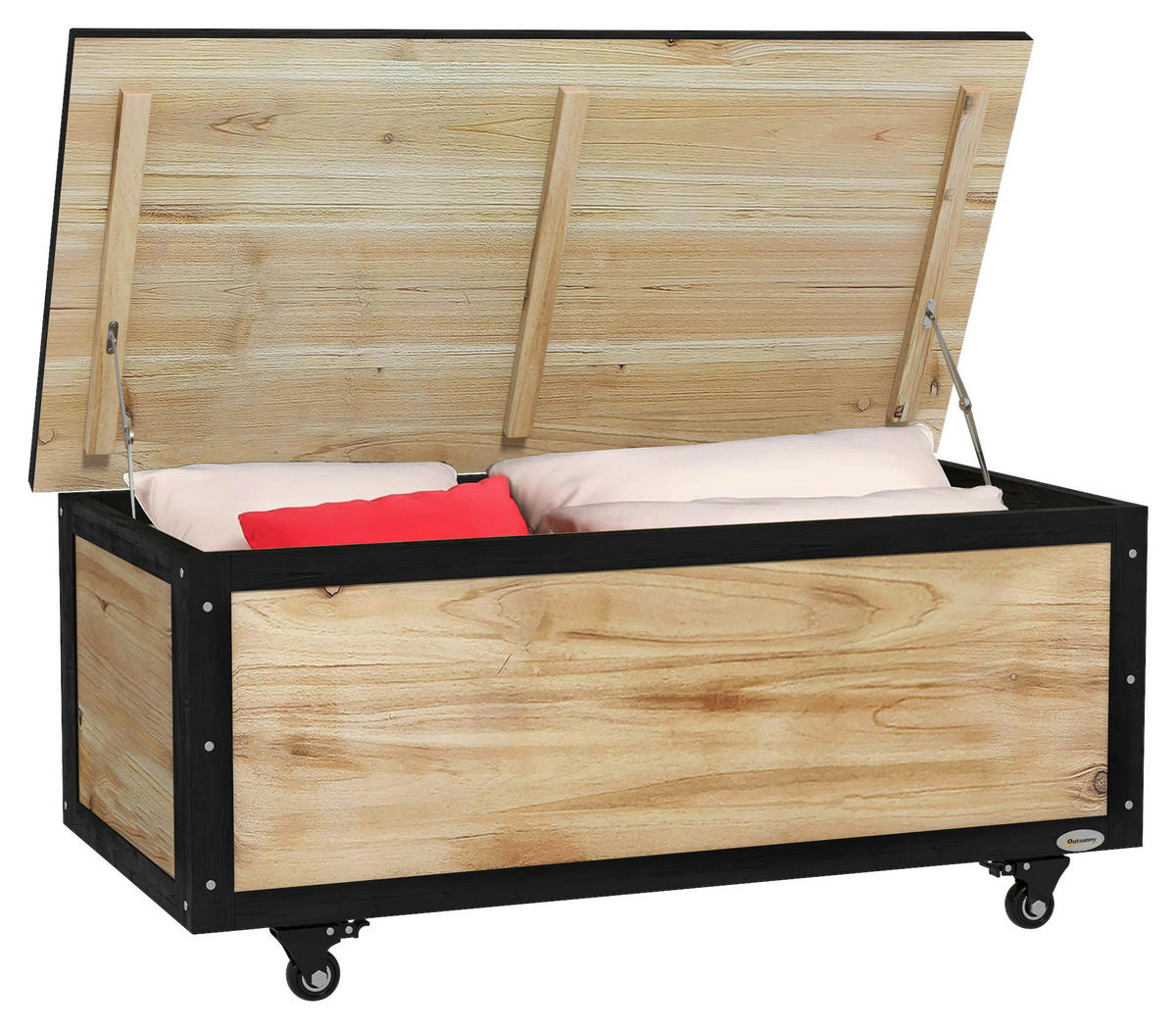 Outsunny Aufbewahrungsbox natur Polypropylen B/H/L: ca. 50x100x43 cm Aufbewahrungstruhe - natur (43,00/50,00/100,00cm) - Outsunny