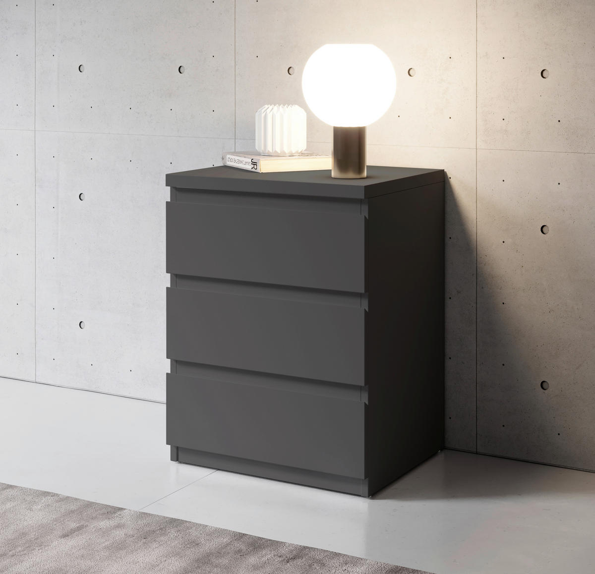Nachtkonsole Olli Graphit B/H/T: ca. 45x61x38 cm Olli - Graphit (45,00/61,00/38,00cm)