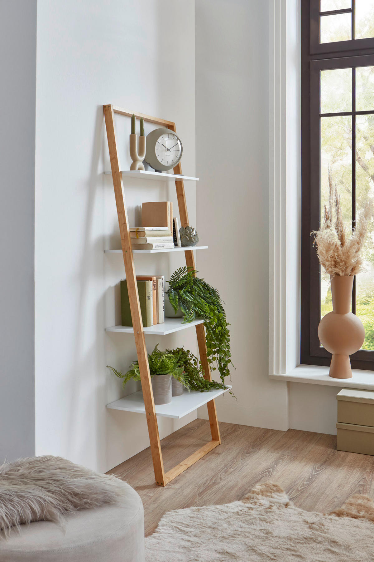 Regal natur weiß B/H/T: ca. 61x164x37 cm KLEINMÖBEL Regal - weiß/natur (61,00/164,00/37,00cm) - xonox.home