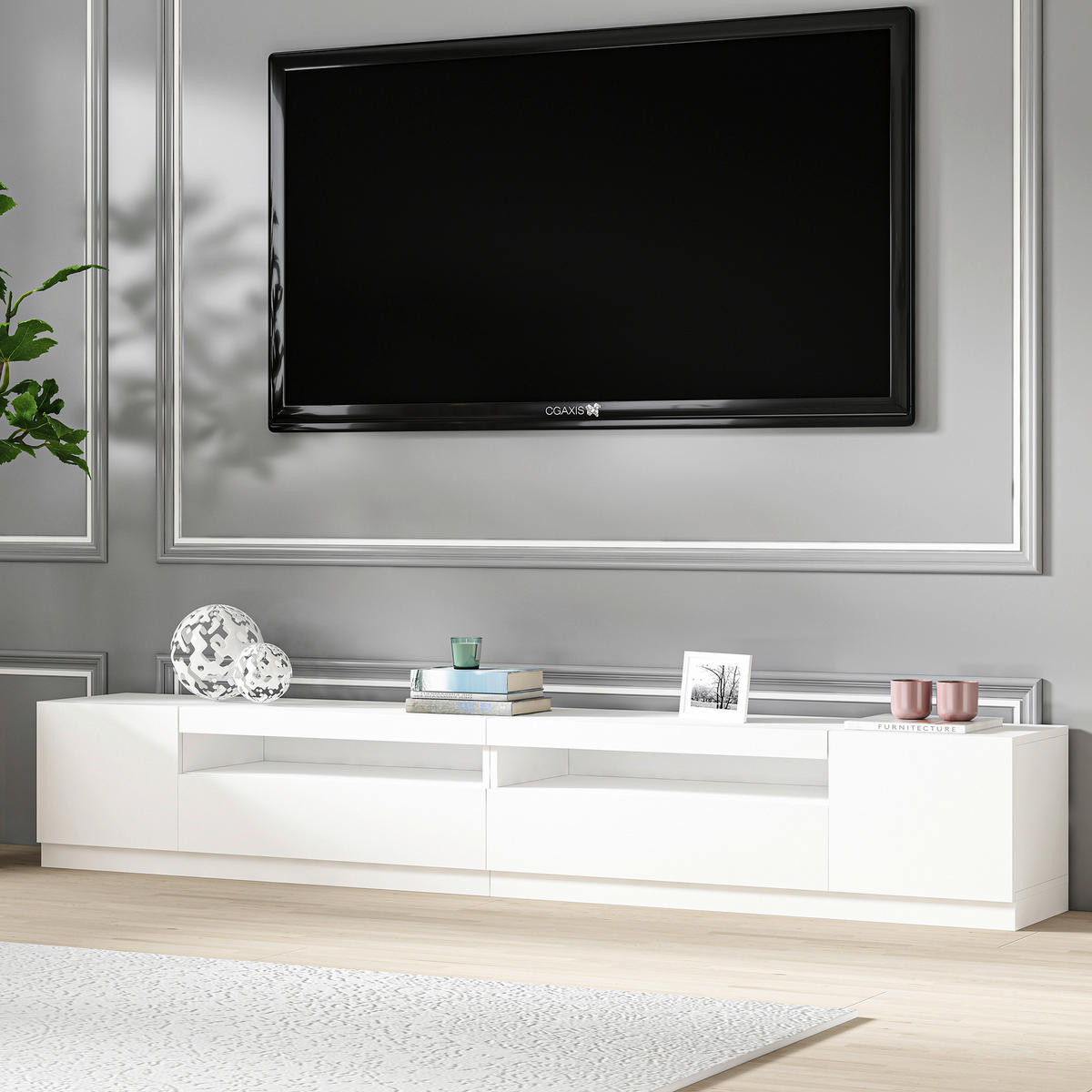 TV-Lowboard 9178 weiß B/H/T: ca. 240x40x37 cm 9178 - weiß (240,00/40,00/37,00cm) - moebel17