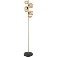 GLOBO Stehleuchte 56135-6S Riha schwarz amber messing Glas Metall B/H/L: ca. 26,5x155x28,5 cm G9 6 Brennstellen HA - messing/schwarz (28,50/26,50/155,00cm) - GLOBO