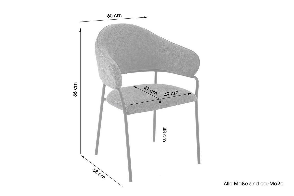 Stuhl CURVE schwarz grau Metall Stoff B/H/T: ca. 60x86x58 cm CURVE - schwarz/grau (60,00/86,00/58,00cm) - byLIVING