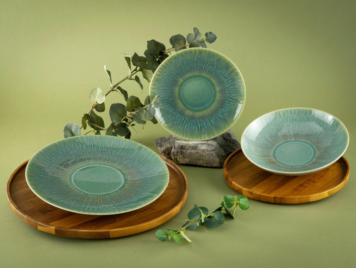 CreaTable Tafelservice Sea Breeze grün Steinzeug 18 tlg. Sea Breeze - grün - CreaTable