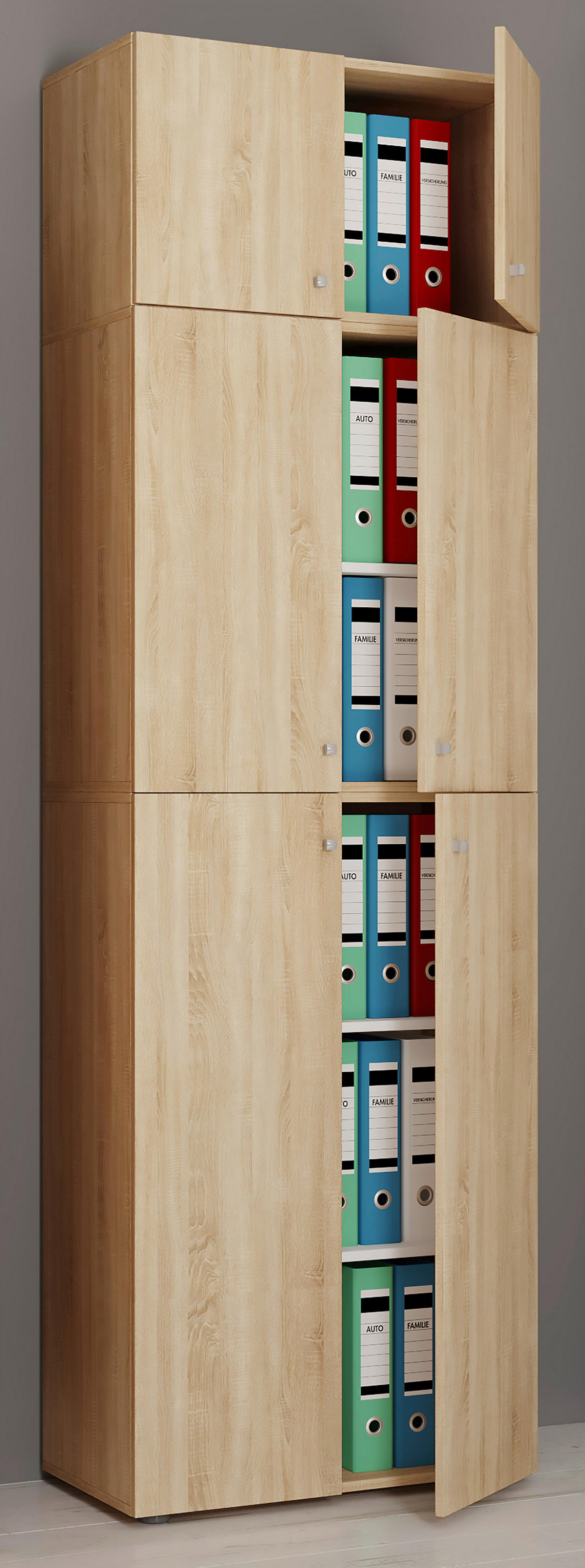 Büroschrank Lona Eiche Sonoma Nachbildung weiß B/H/T: ca. 70x223x39 cm Lona - Eiche/weiß (70,00/223,00/39,00cm) - VCM Möbel