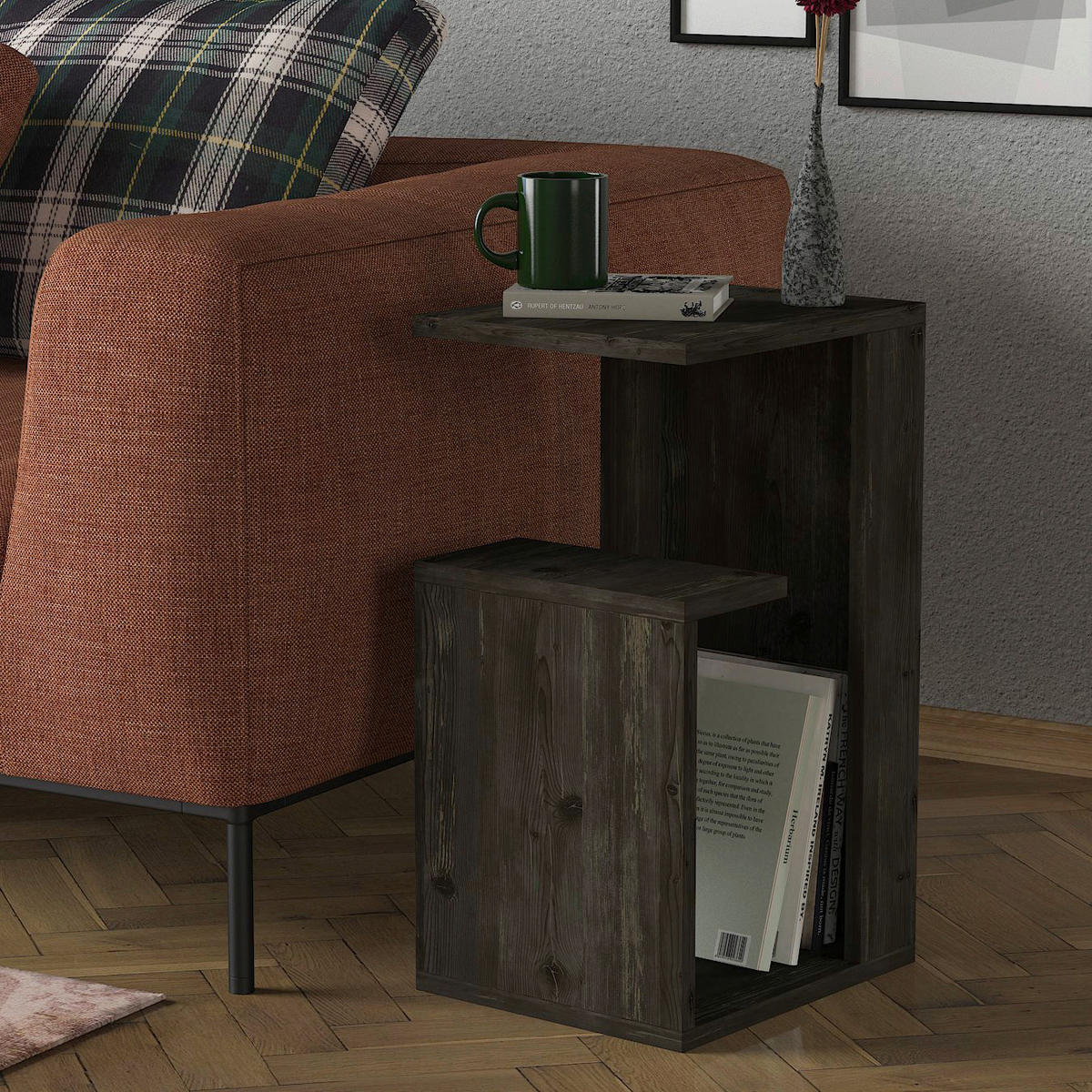 Beistelltisch Sister dunkelgrau Holz Optik Spanplatte B/H/T: ca. 35x60x29,5 cm Sister - dunkelgrau (35,00/60,00/29,50cm) - moebel17