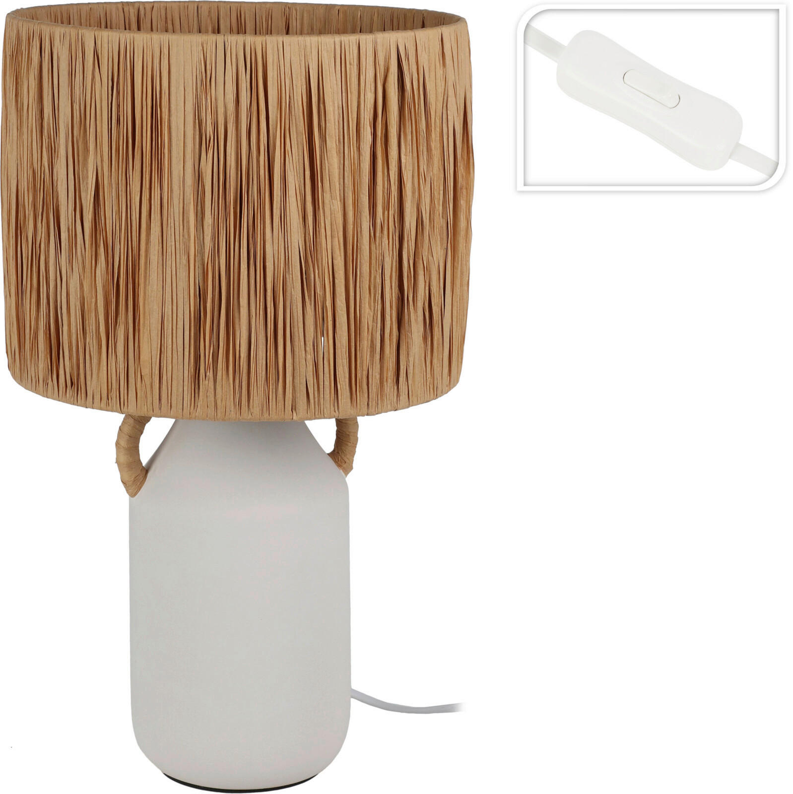 Tischlampe braun weiß Keramik E27 1 Brennstellen Tischlampe - braun/weiß