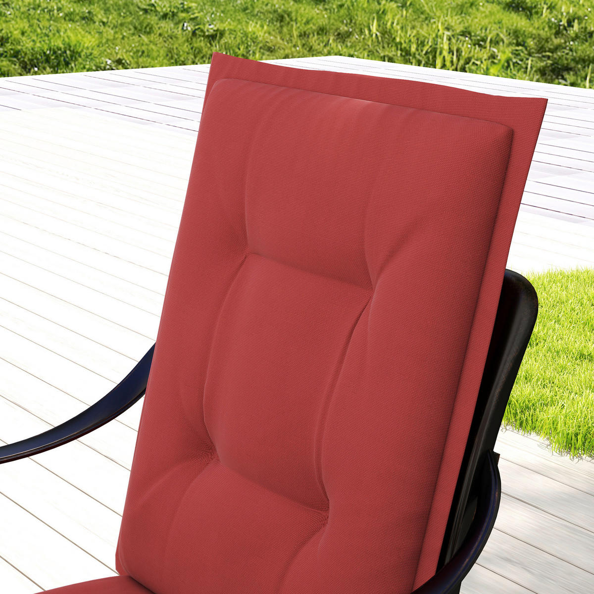 Outsunny Sitzkissen 4er Set weinrot Polyester B/H/L: ca. 50x5x108 cm Sitzkissen 4er Set - weinrot (108,00/50,00/5,00cm) - Outsunny