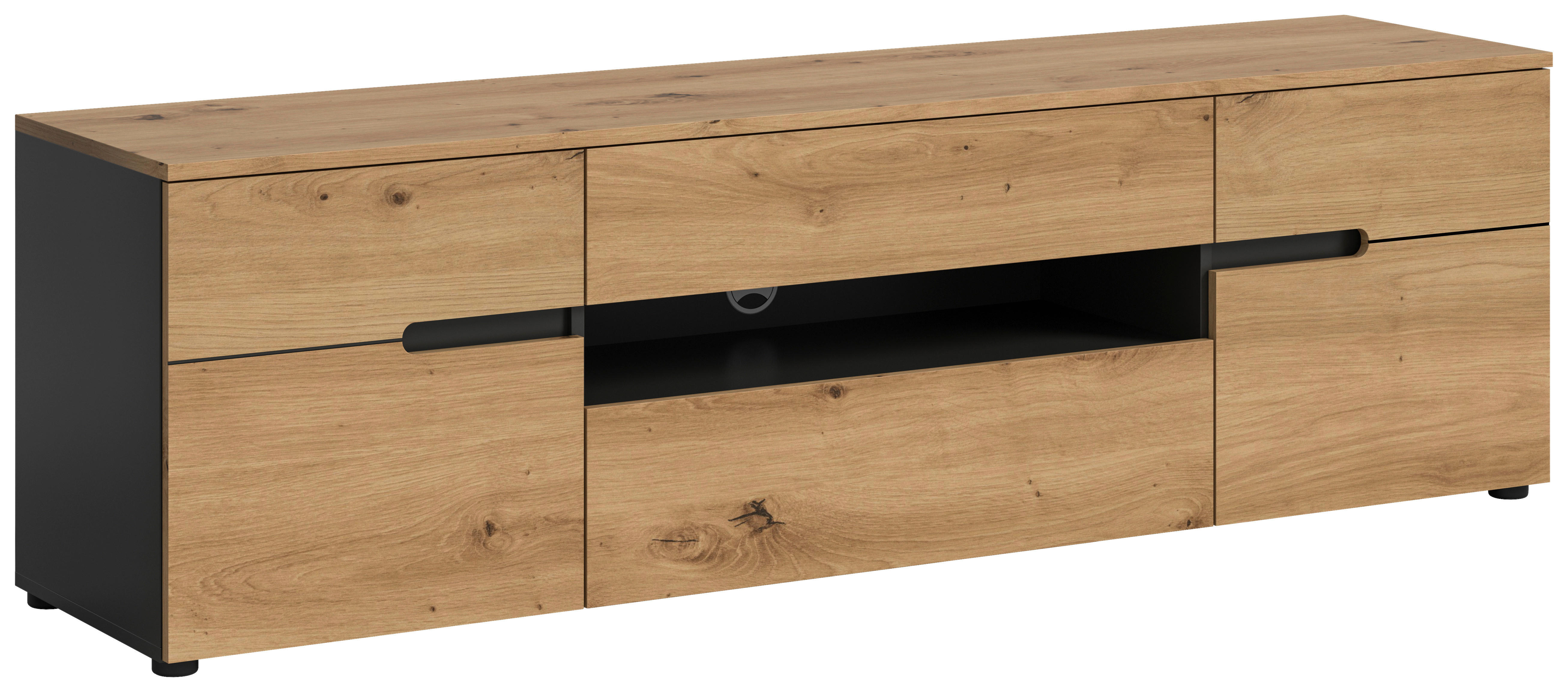 TV-Lowboard Canu basaltgrau Nachbildung Artisan Oak Nachbildung B/H/T: ca. 55x184x44 cm Canu - basaltgrau (55,00/184,00/44,00cm) - xonox.home
