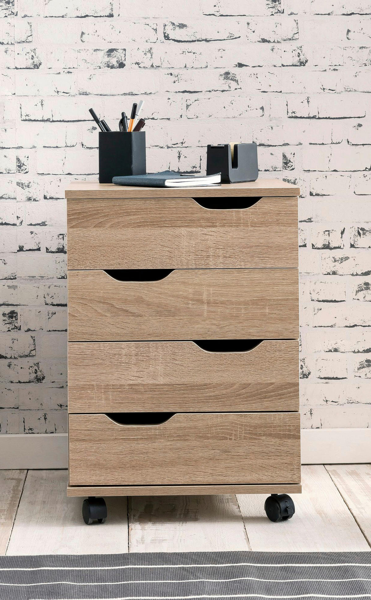 Rollcontainer braun Spanplatte B/H/T: ca. 40x60x40 cm Rollcontainer - braun (40,00/60,00/40,00cm) - Wohnling
