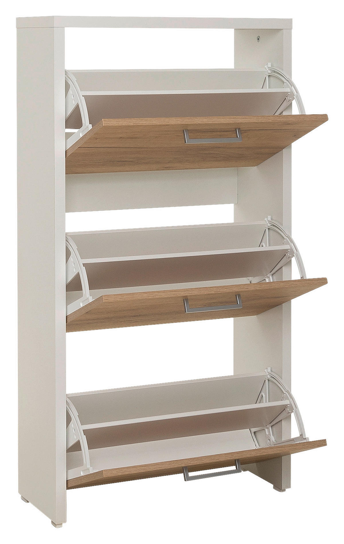 Schuhkipper Fulda weiß honig Eiche Nachbildung B/H/T: ca. 61x115x25 cm Fulda - weiß/honig (61,00/115,00/25,00cm)