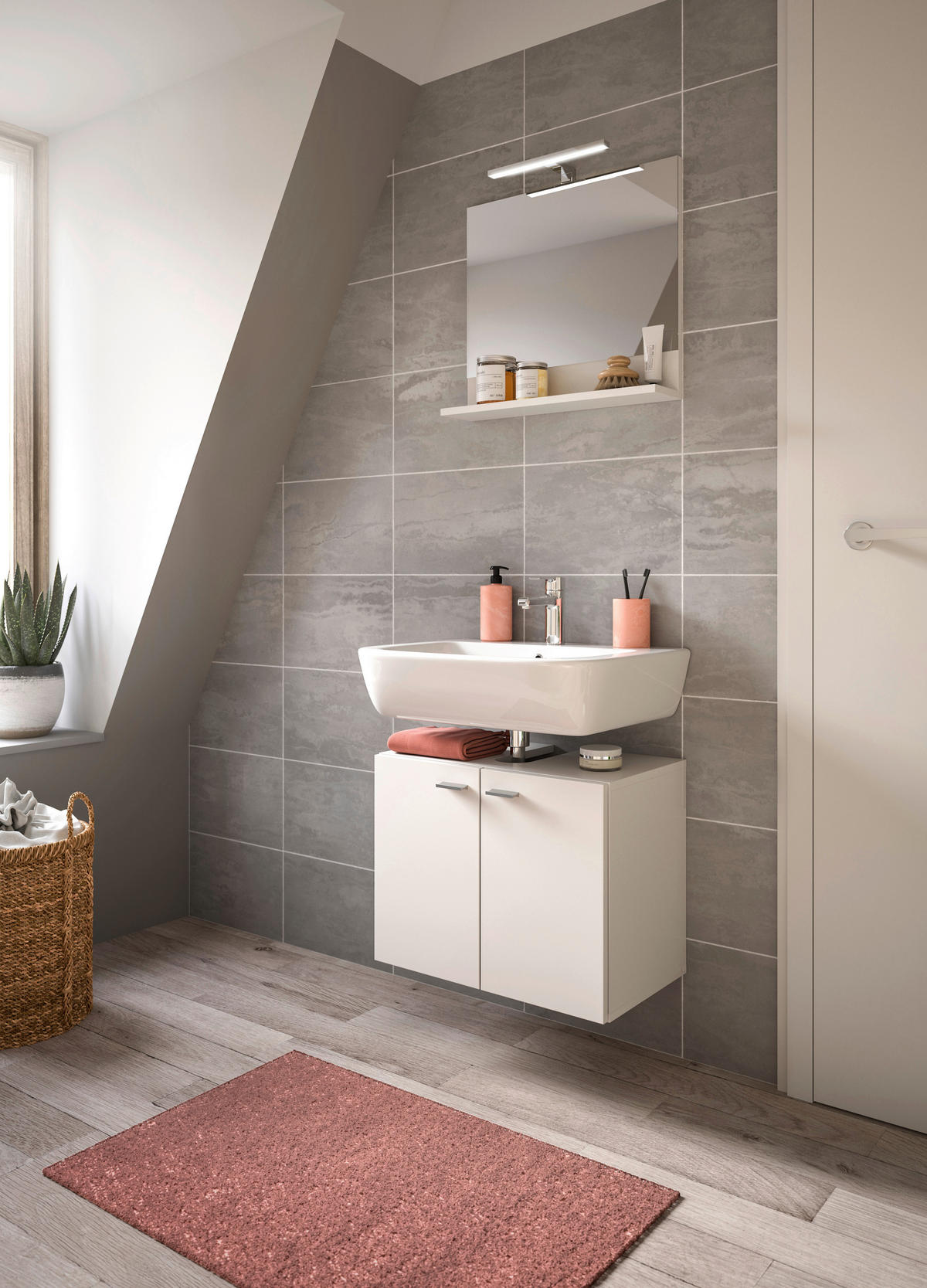 Badezimmer-Set BOSTON weiß B/H/T: ca. 57x186x33 cm BOSTON - weiß (57,00/186,00/33,00cm) - xonox.home