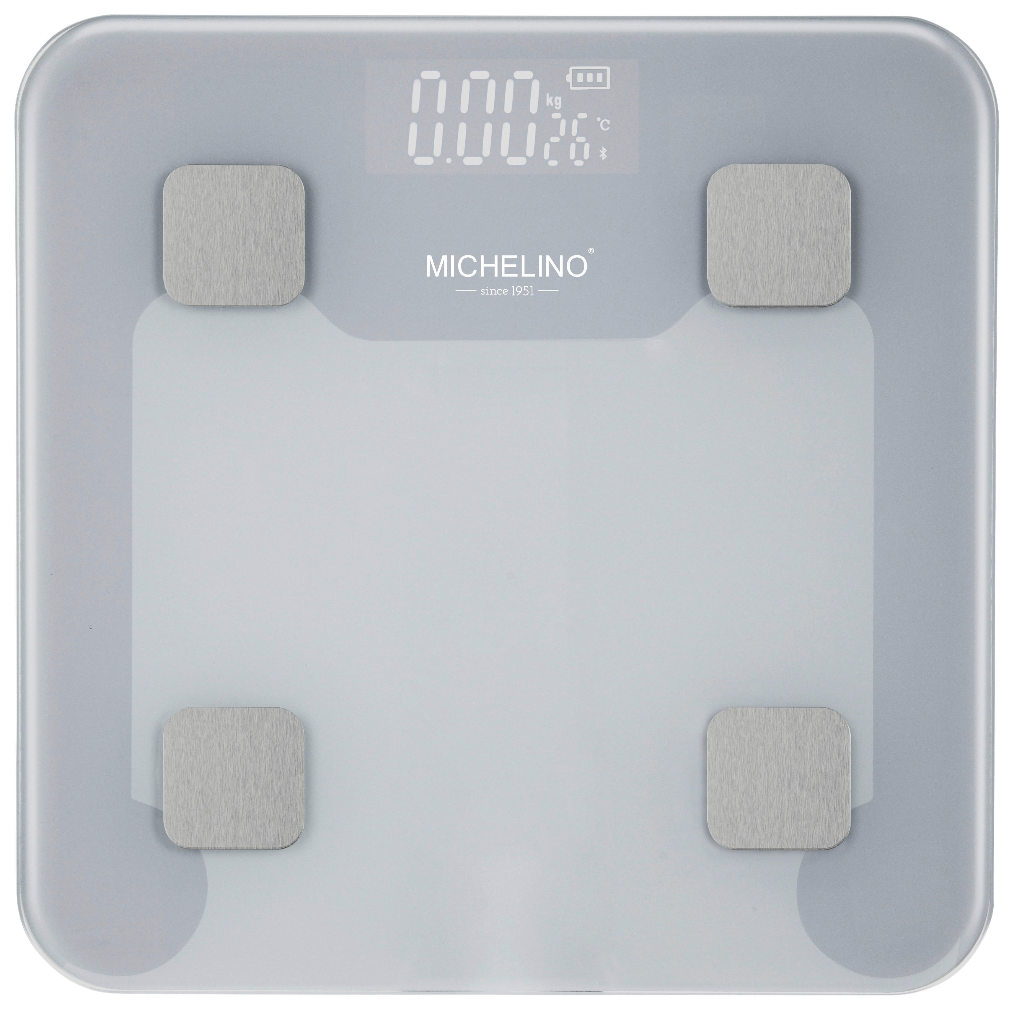 MICHELINO Personenwaage grau Glas B/L: ca. 30x30 cm Personenwaage_Digital - grau (30,00/30,00cm) - MICHELINO