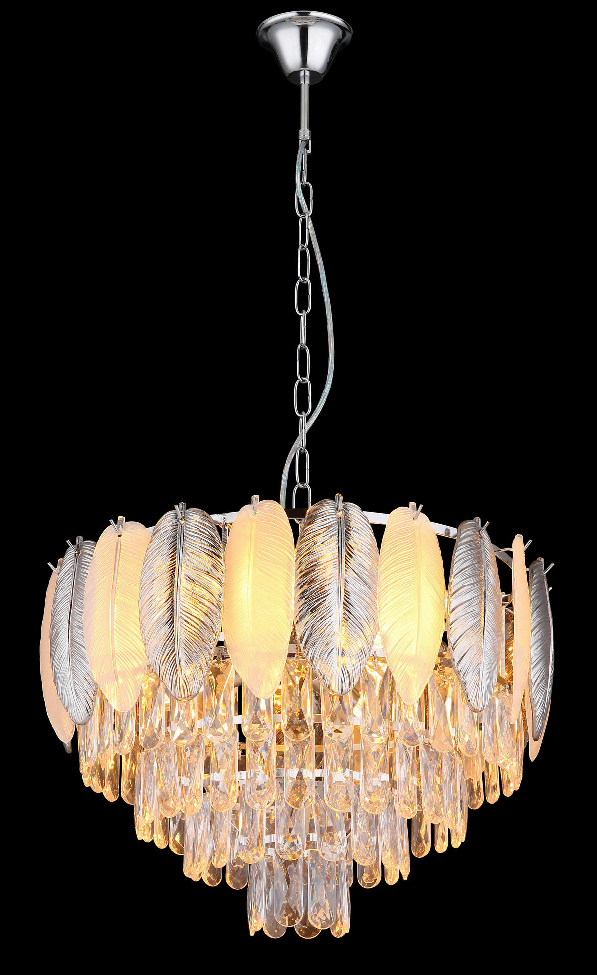 GLOBO Luster Chrom Rauch Kunststoff Metall H/D: ca. 139x52 cm E14 9 Brennstellen DALTON - Chrom/Rauch (52,00/139,00cm) - GLOBO