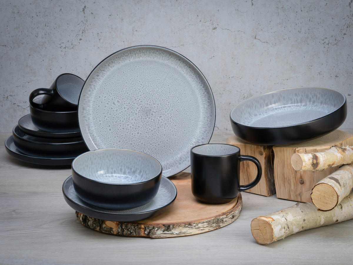 CreaTable Kombiservice Nordic Fjord grau Steinzeug 10 tlg. Nordic Fjord - grau - CreaTable