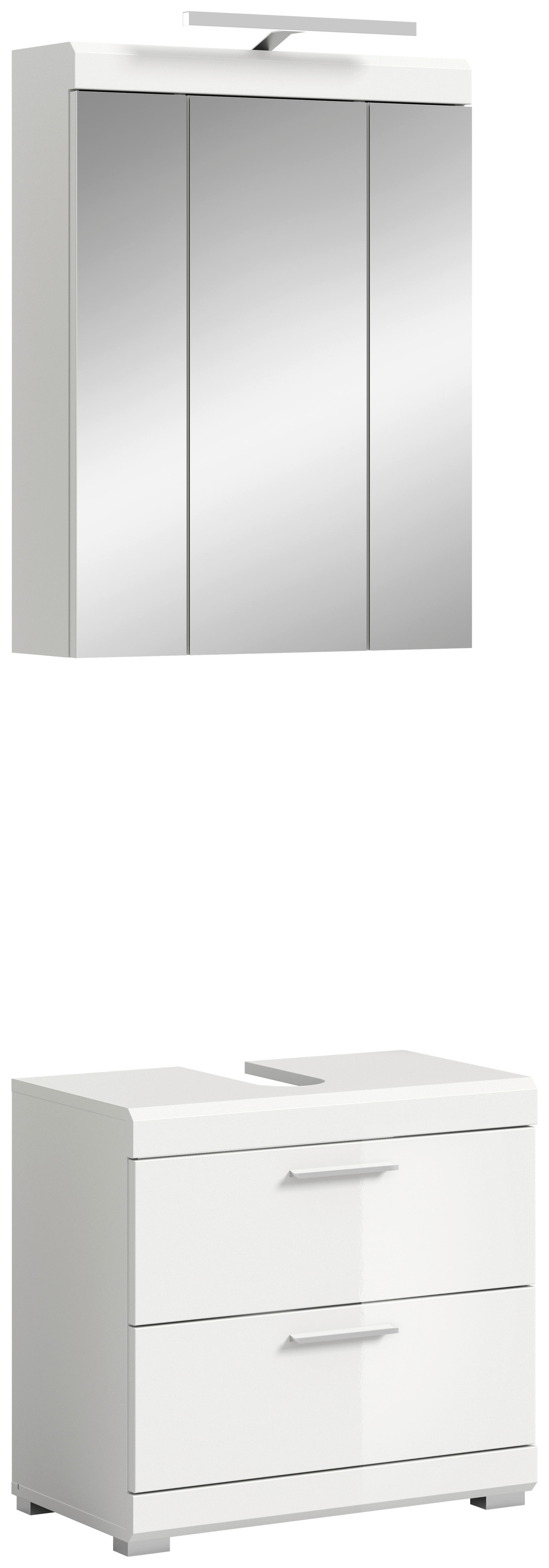 Badezimmer-Set Scout weiß weiß Hochglanz B/H/T: ca. 60x191x37 cm Scout - weiß (60,00/191,00/37,00cm) - xonox.home