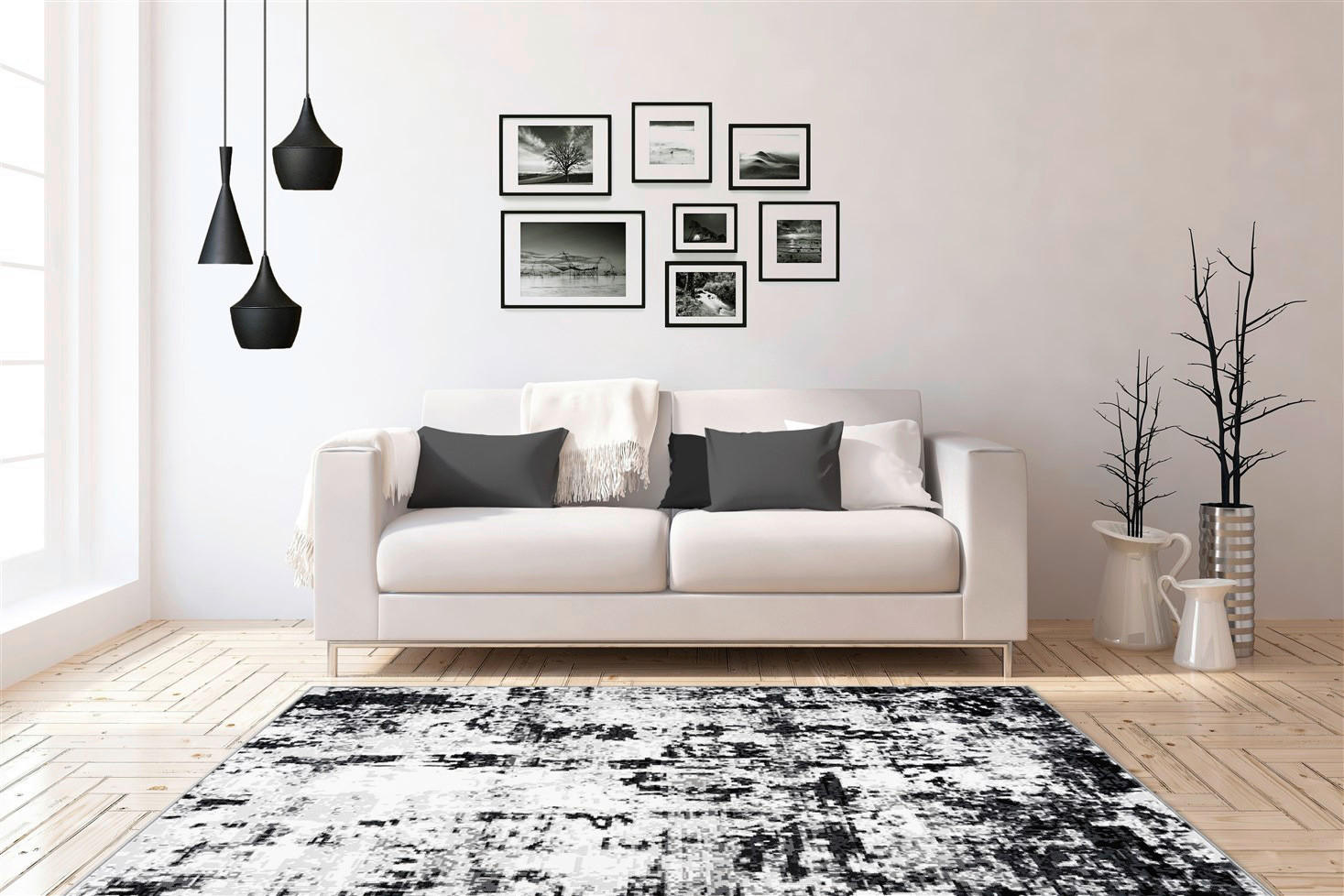 Kayoom Kurzflorteppich Esperanto 825 weiß B/L: ca. 120x170 cm Esperanto 825 - weiß/grau (120,00/170,00cm) - Kayoom