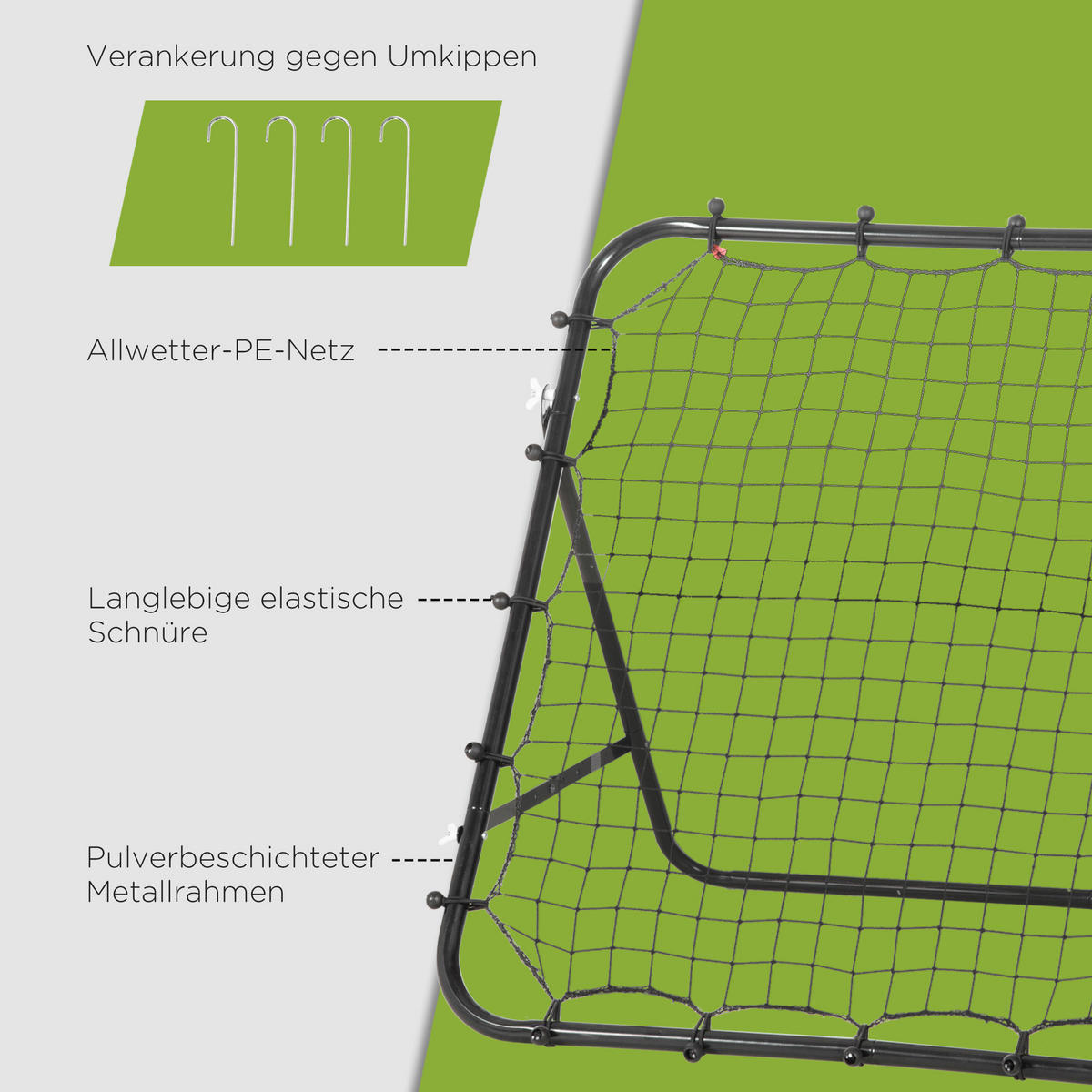 HOMCOM Kinder Fußballtor schwarz B/H/L: ca. 80x96x96 cm Rebounder - schwarz (96,00/80,00/96,00cm) - HOMCOM