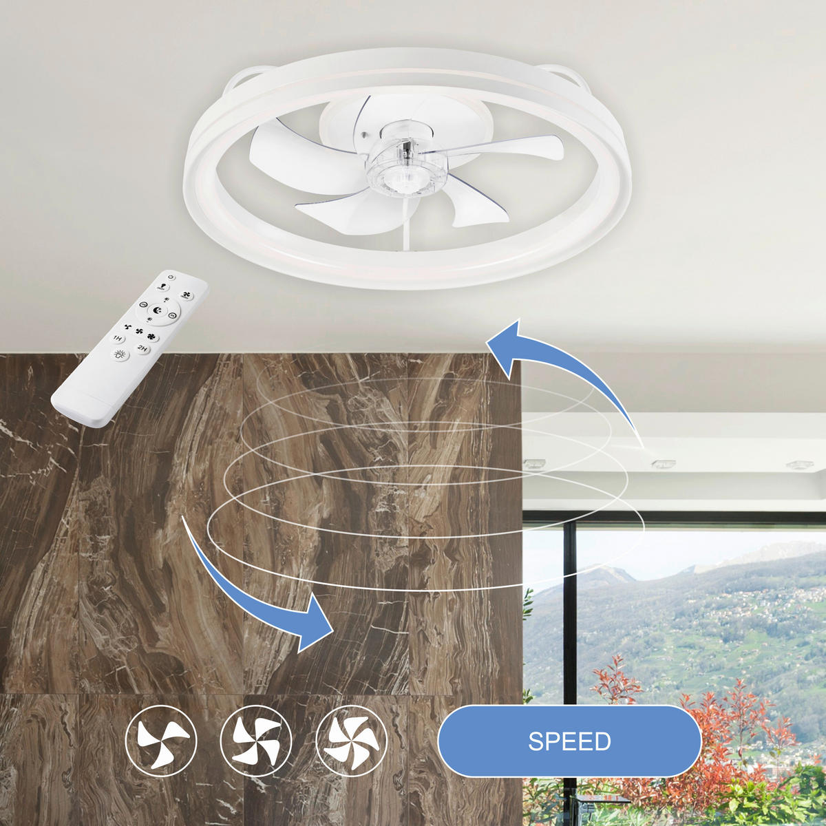 Lamkur LED-Deckenventilator FALCO 49885 weiß H/L: ca. 17x50 cm max. 40 W Falco - weiß (50,00cm) - Lamkur