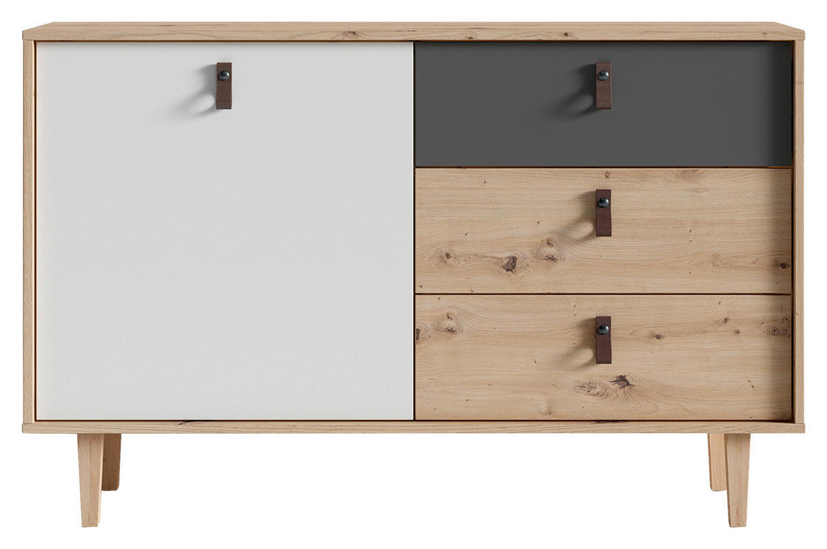 Sideboard BILL Eiche Artisan Nachbildung weiß anthrazit dunkelbraun natur B/H/T: ca. 120x77x36,5 cm BILL - Eiche/dunkelbraun (120,00/77,00/36,50cm) - byLIVING