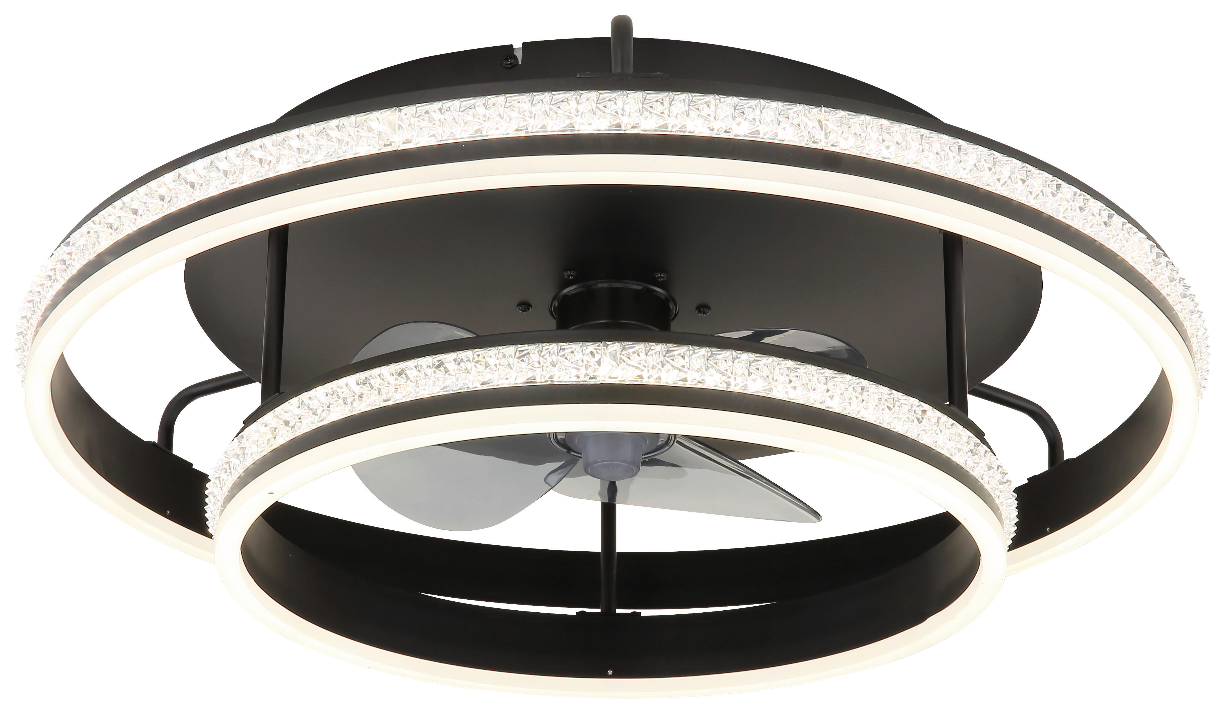 GLOBO LED-Deckenventilator Rauch klar mattschwarz H/D: ca. 20x60 cm max. 40 W KENDALL - klar/mattschwarz (60,00/20,00cm) - GLOBO