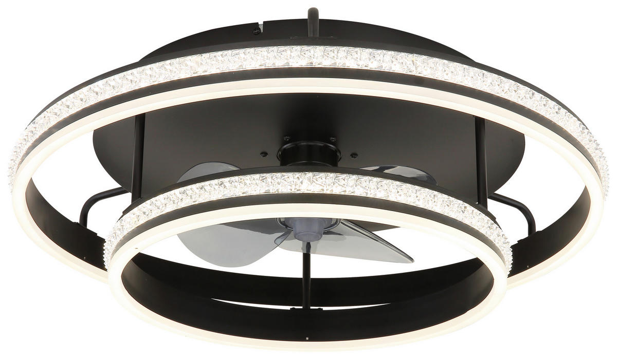 GLOBO LED-Deckenventilator Rauch klar mattschwarz H/D: ca. 20x60 cm max. 40 W KENDALL - klar/mattschwarz (60,00/20,00cm) - GLOBO