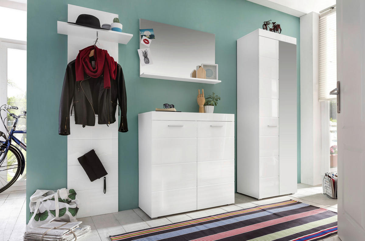 Schuhschrank Amanda weiß Hochglanz weiß B/H/T: ca. 91x97x38 cm Amanda - weiß (91,00/97,00/38,00cm) - Trendteam