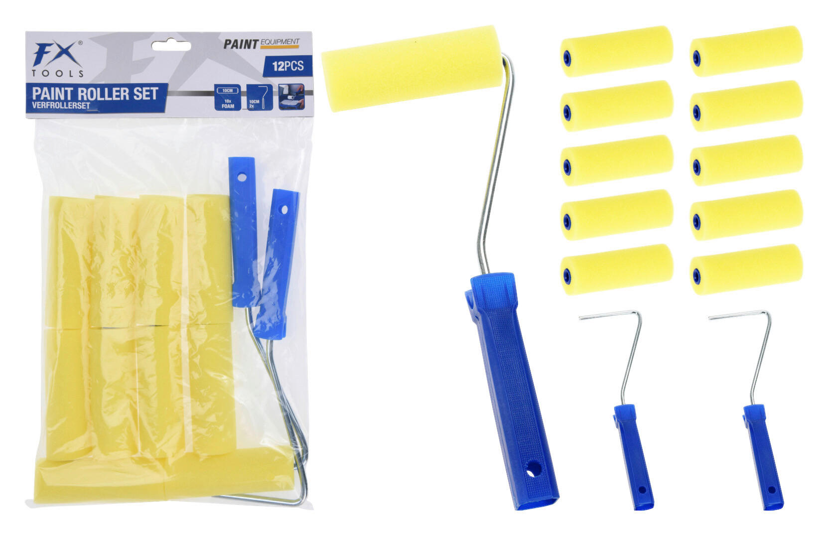 Farbrollen_Set Kunststoff Farbrollenset_12tlg. - blau/gelb