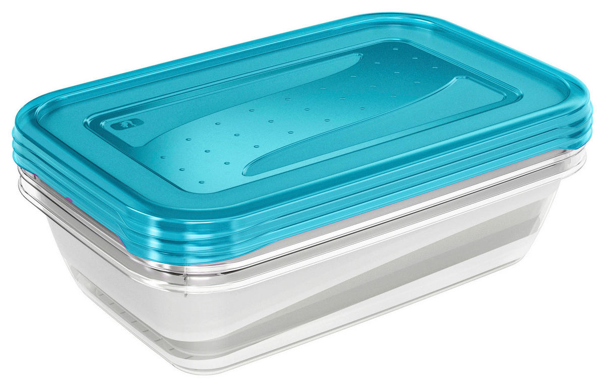keeeper Frischhaltedosenset transparent B/H/L: ca. 19x7x29 cm Frischhaltedosenset_Fredo_3tlg. - blau/transparent (29,00/19,00/7,00cm) - keeeper
