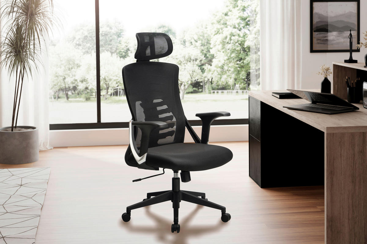Drehstuhl schwarz Bürostuhl - schwarz (65,00/123,00/65,00cm) - Amstyle