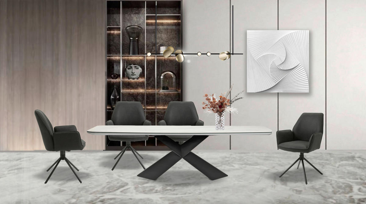 Stuhl BLAIR 2er-Set anthrazit Vintage schwarz Stoff Metall B/H/T: ca. 57x89x61 cm BLAIR 2er-Set - schwarz/anthrazit (57,00/89,00/61,00cm) - byLIVING